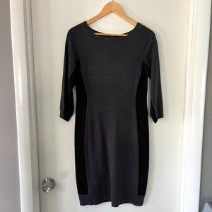 Ann Taylor Women's Size Small Dark Gray Knit Sheath Sweater Dress